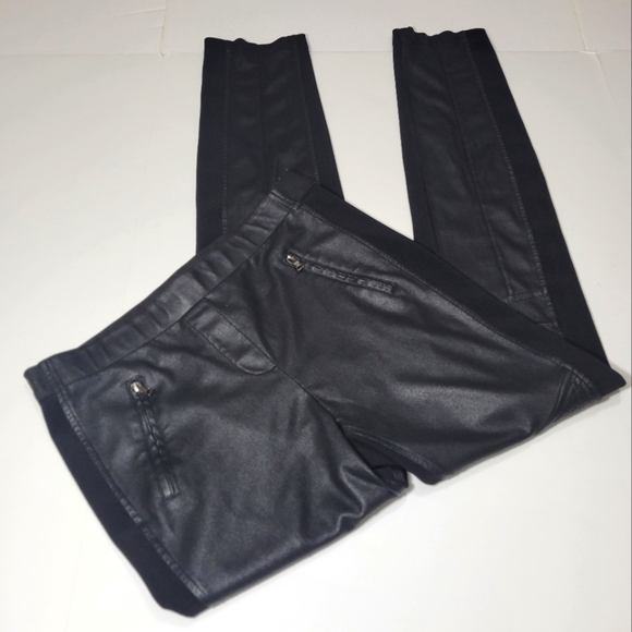 BCBGMaxAzria Women's Black Moto Faux Leather Pull On leggings Size M - Picture 9 of 14